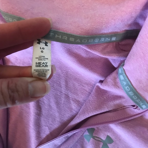 Preowned Pink 1/2 zip up Pullover Threadbornne long sleeve size large - Picture 3 of 7